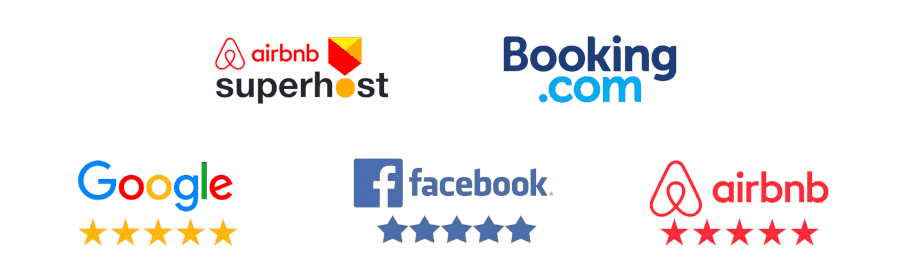 AirBnB, Booking.com, Google, Facebook reviews